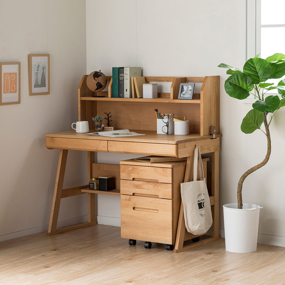 ①学習机 デスクセット グリット3383 110（ノーマル袖）ナチュラル