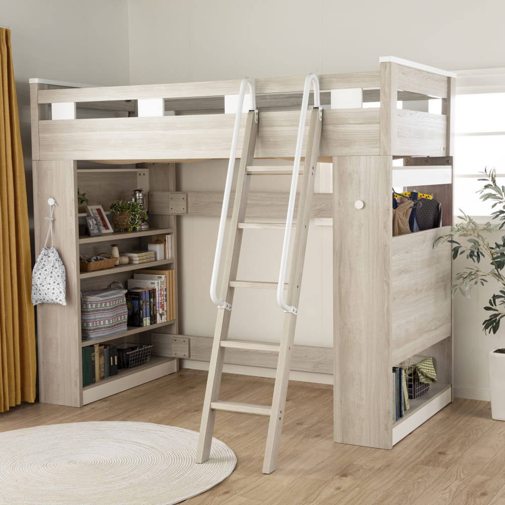 ロフトベッド（ハイベッド） カレ・ド ベッドフレーム ライトグレー